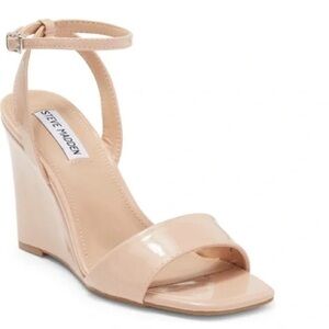 Steve Madden Shapely Wedge Sandal In Tan Patent (Cream)- Reemoly never worn